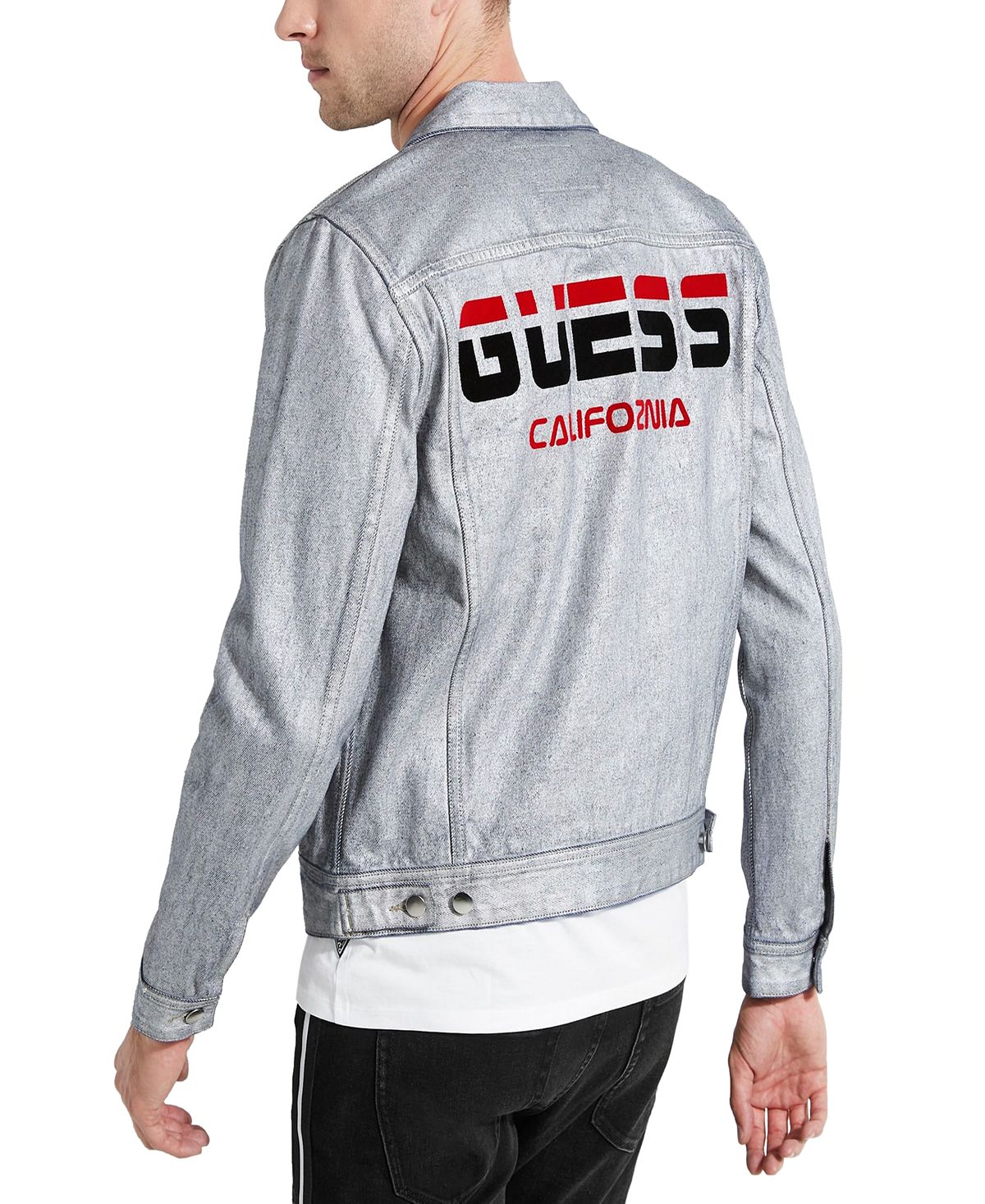 Guess Dillon Ski Logo Denim Jacket With Coating Silver City