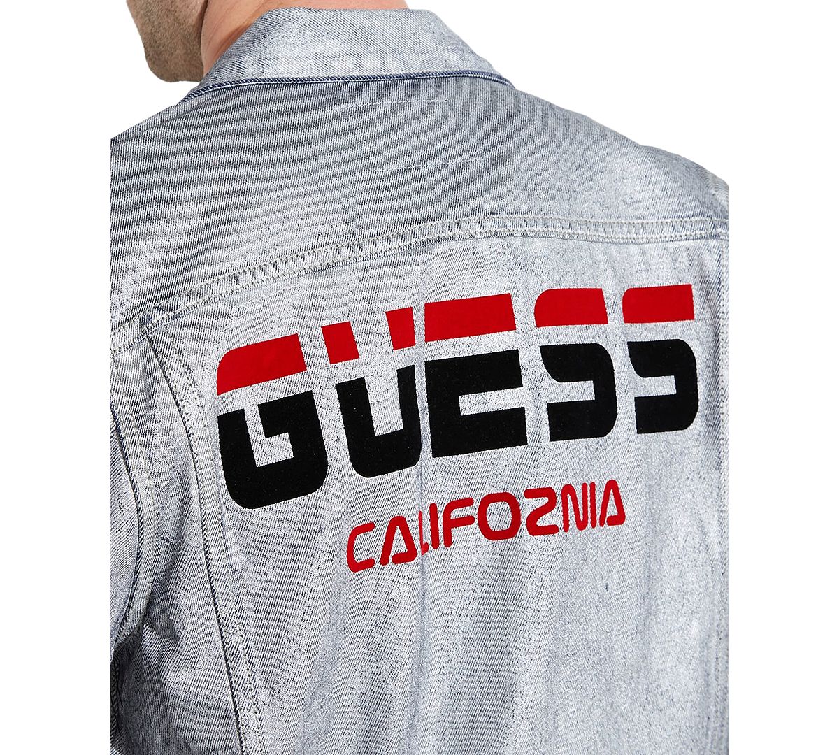 Guess Dillon Ski Logo Denim Jacket With Coating Silver City