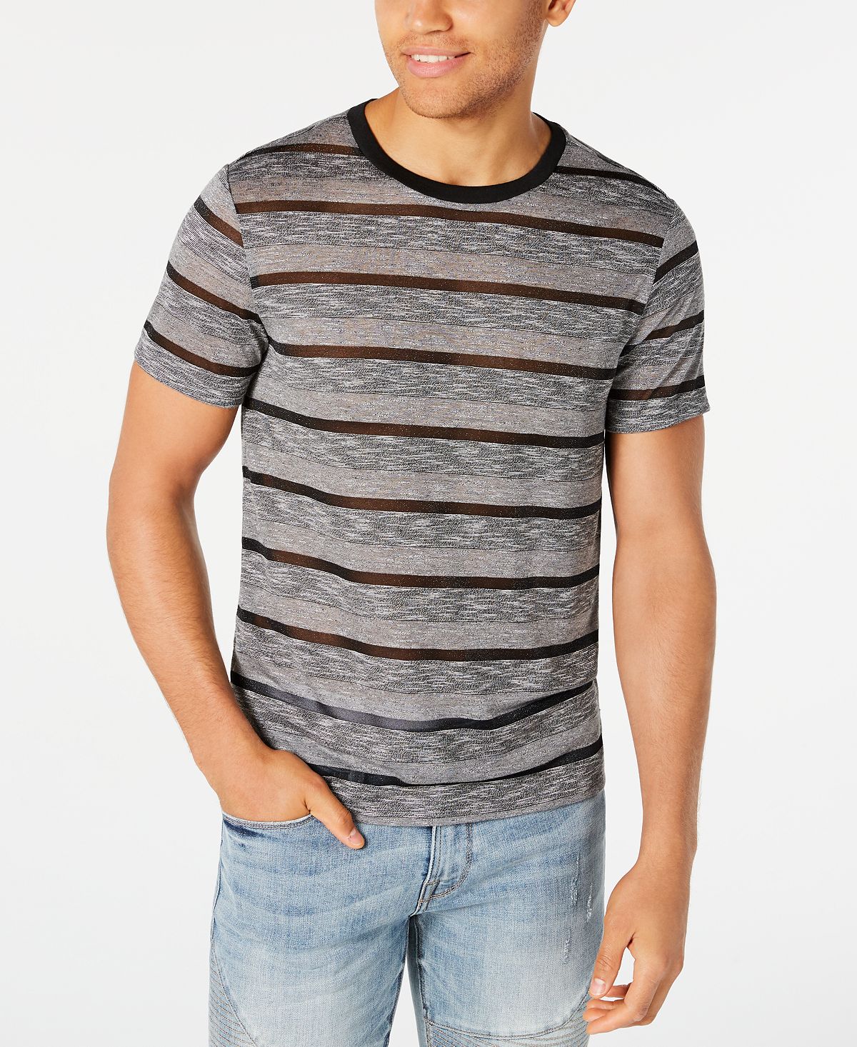 Guess Nightwatch Sheer Stripe T-shirt Jet Black Multi