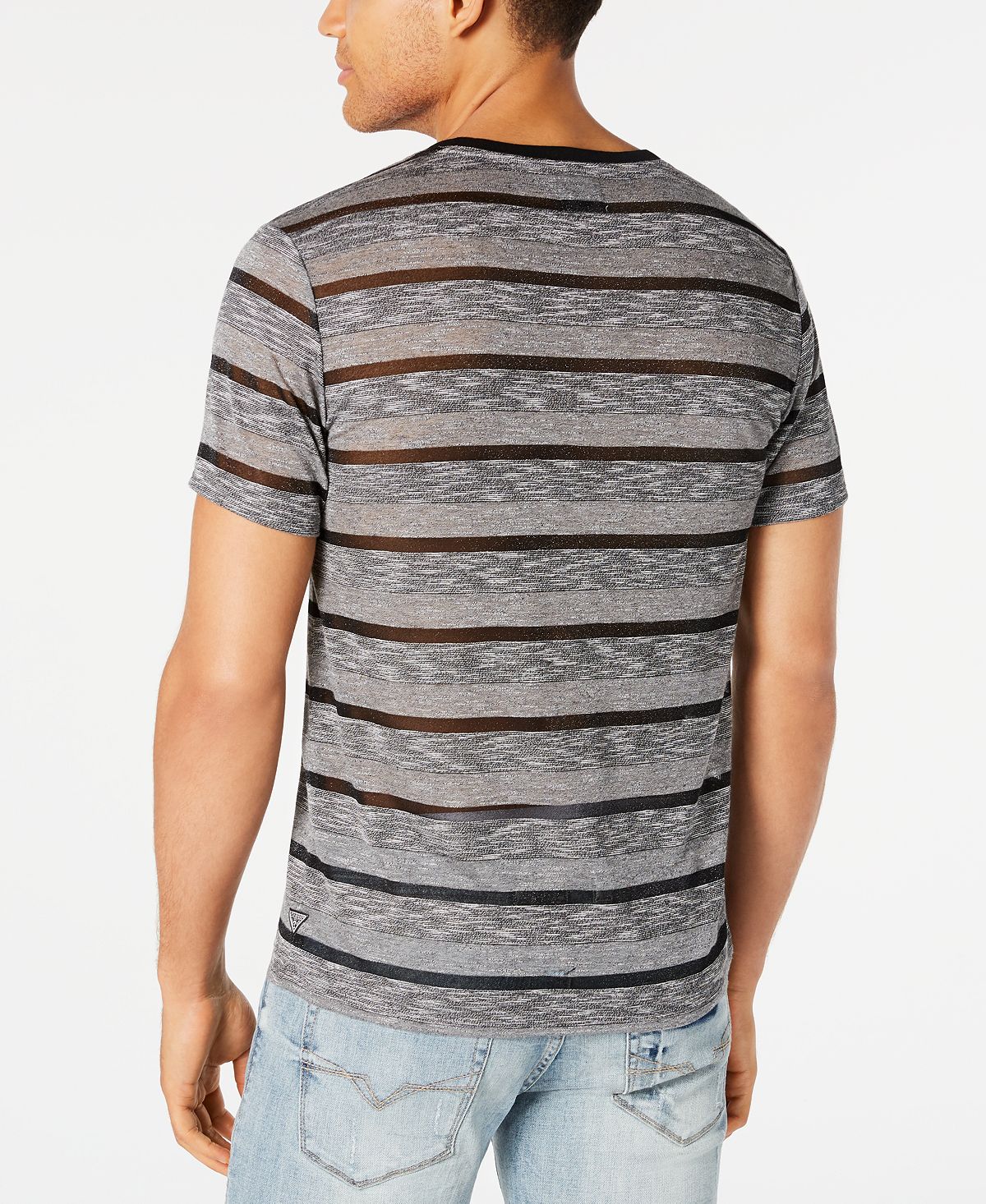 Guess Nightwatch Sheer Stripe T-shirt Jet Black Multi