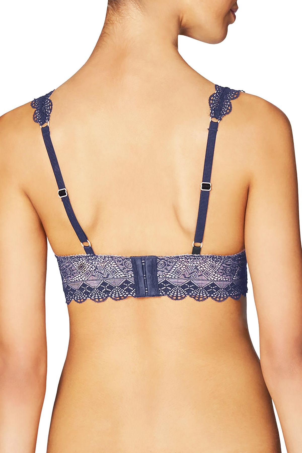 HEIDI by Heidi Klum Dress Blues & Pristine White Geometric Lace Soft Cup Bralette