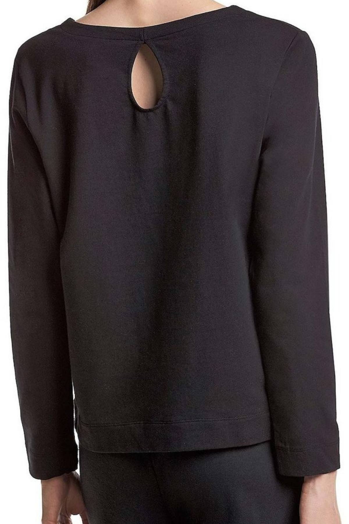 HUE Black Keyhole-Back Weekend Lounge Top