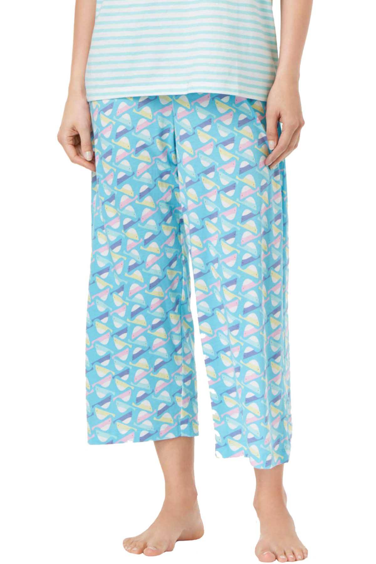 HUE Button-Blue Birdie-Whistle Capri PJ Pant