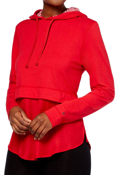 HUE Cupid-Red Layered-Look Lounge Hoodie