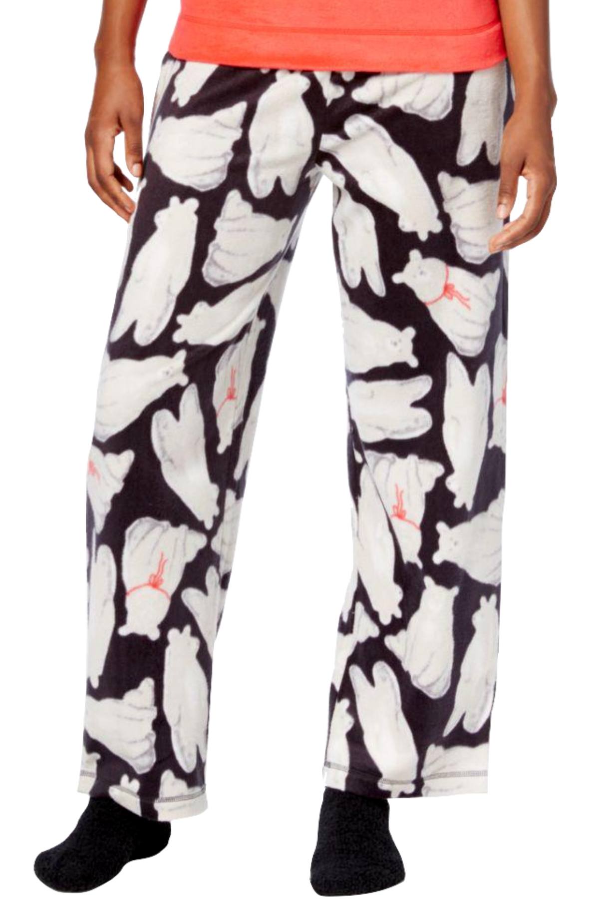 HUE Lollipop-Red Sueded Fleece Top and Bear-Printed Pant 3-Piece Pajama Set