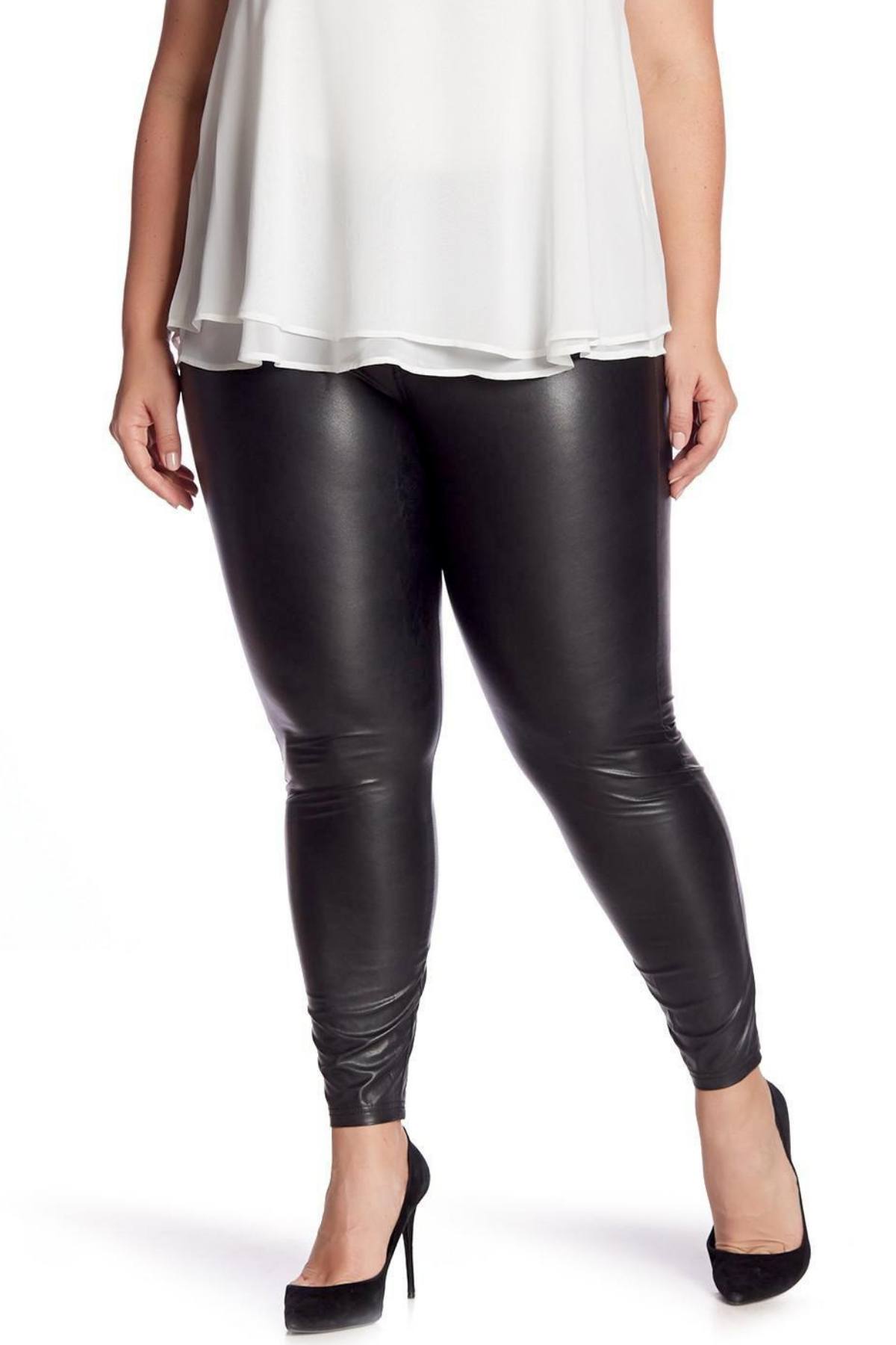 HUE PLUS Black Leatherette Legging