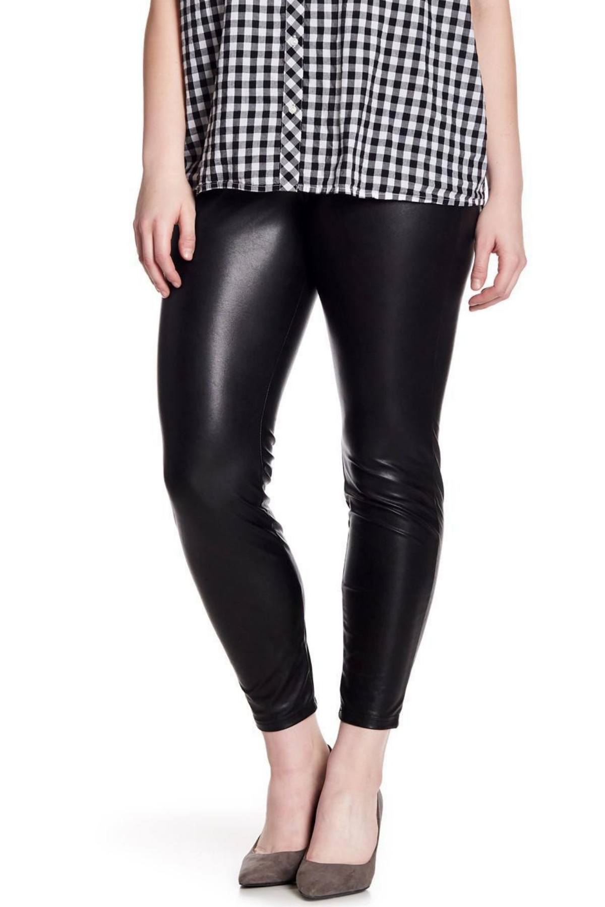 HUE PLUS Black Leatherette Legging