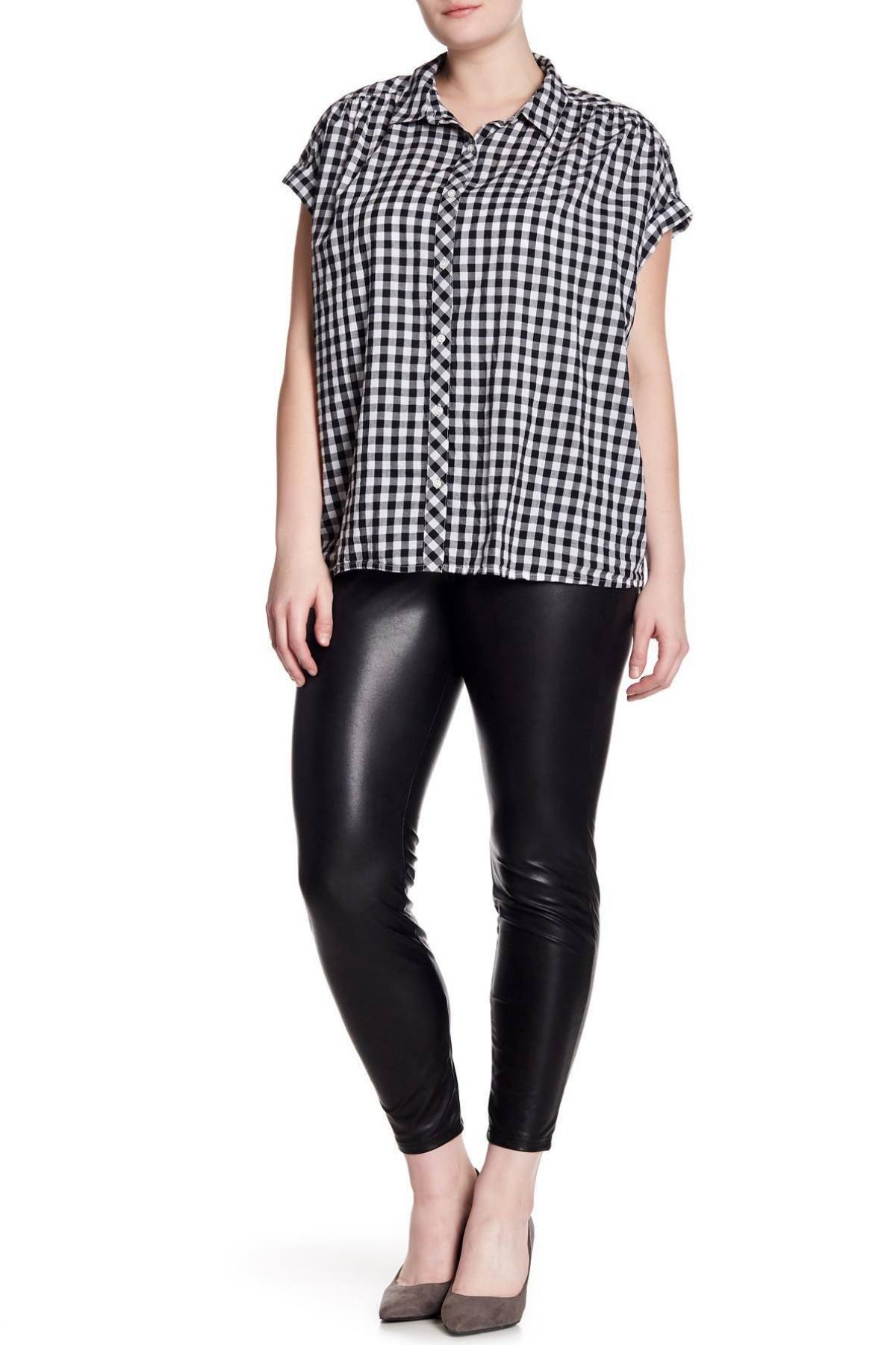 HUE PLUS Black Leatherette Legging