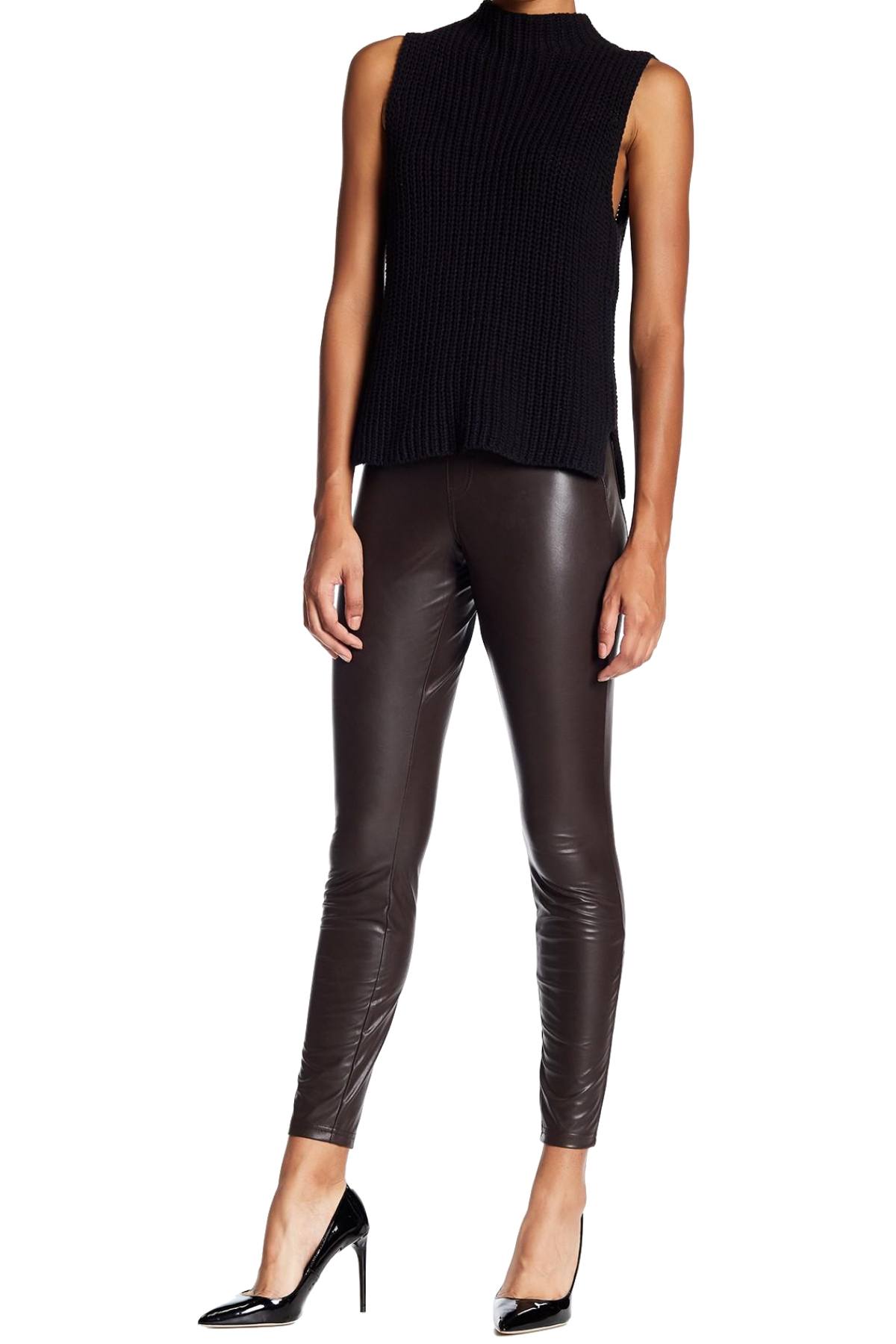 HUE PLUS Espresso Leatherette Legging