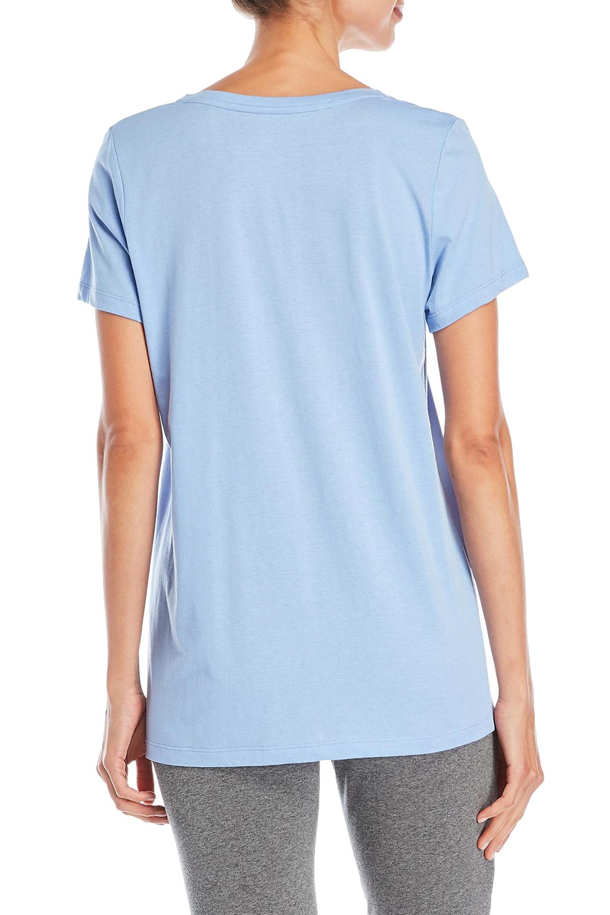 HUE Tidal-Blue Solid V-Neck Tee