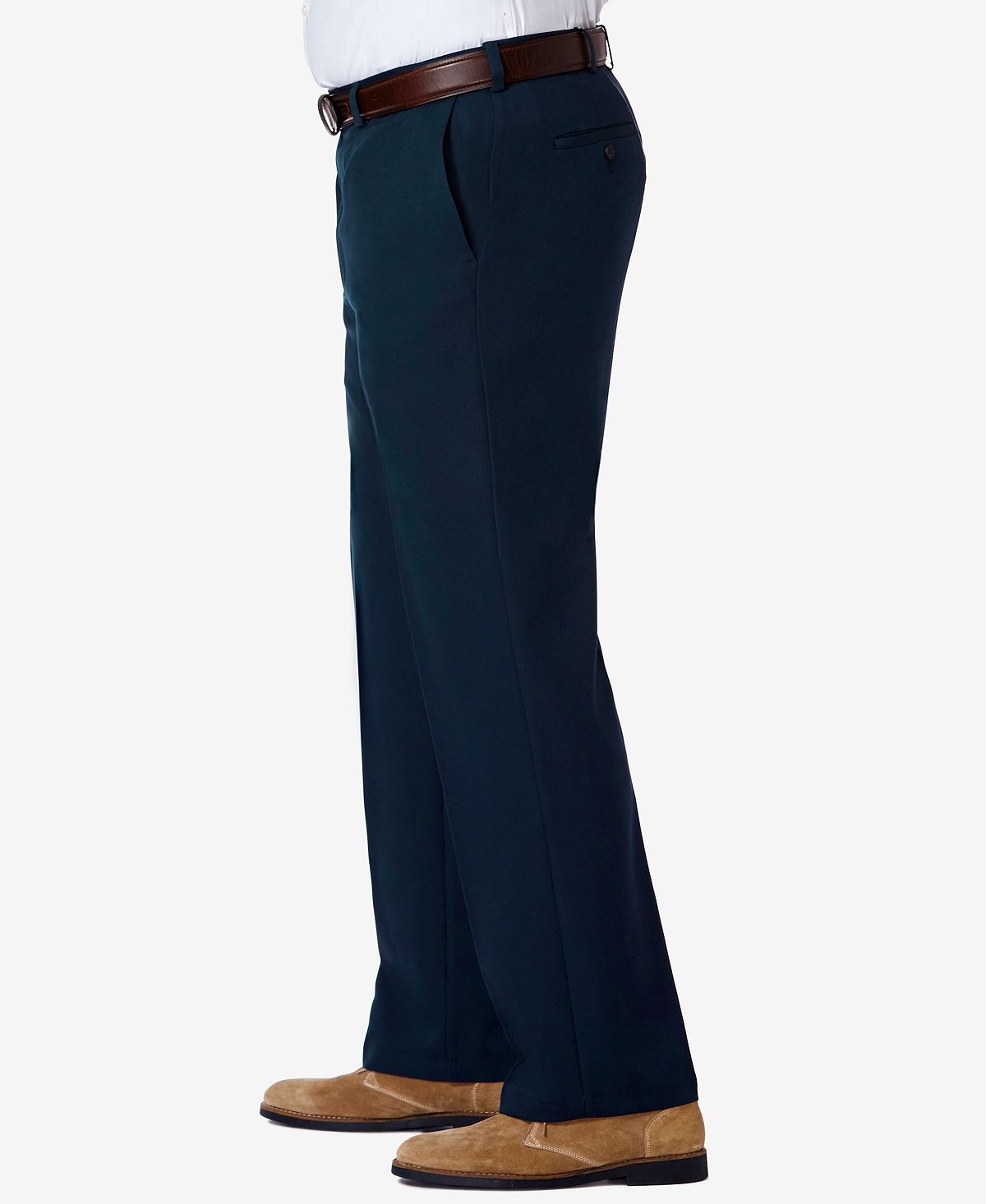 Haggar Big & Tall Cool 18pro Classic-fit Expandable Waist Flat Front Stretch Dress Pants Navy