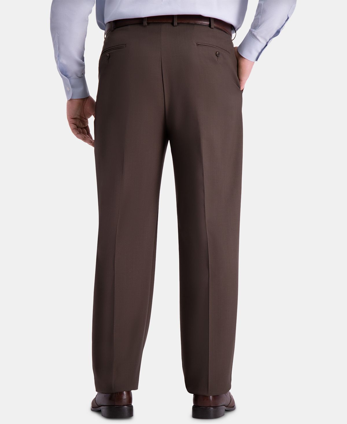 Haggar Big & Tall Premium Comfort Stretch Classic-fit Solid Flat Front Dress Pants Dark Chocolate
