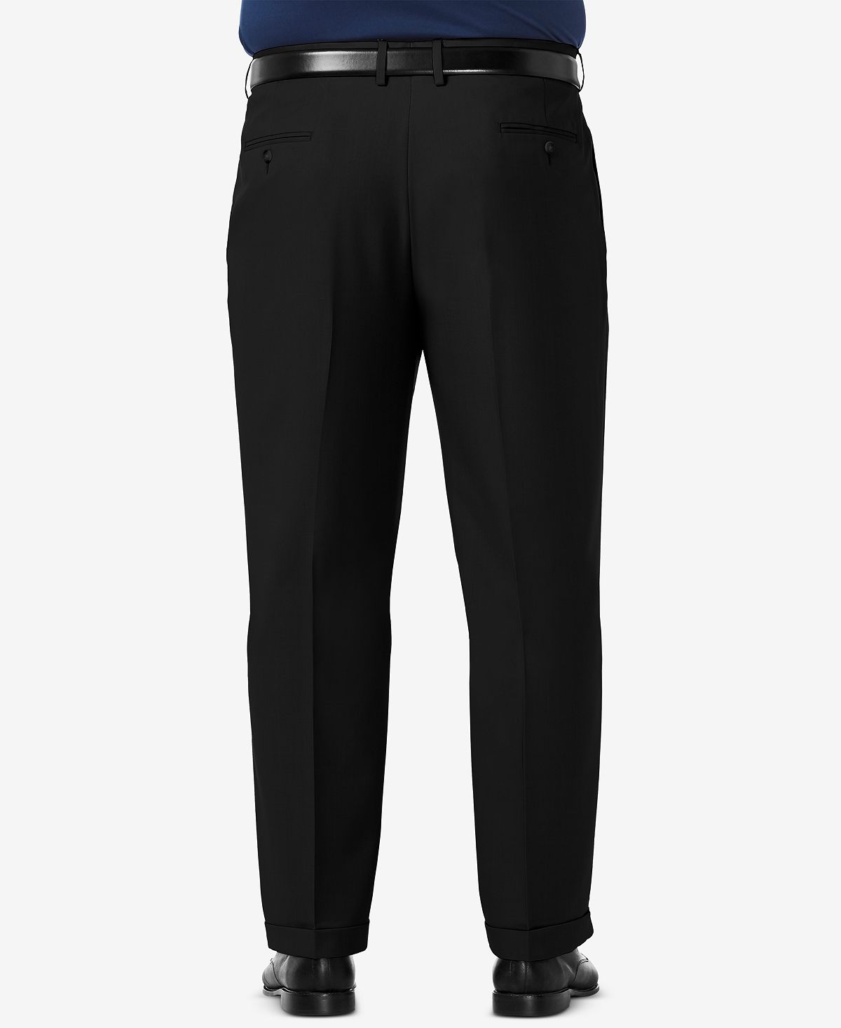 Haggar Big & Tall Premium Comfort Stretch Classic-fit Solid Pleated Dress Pants Black