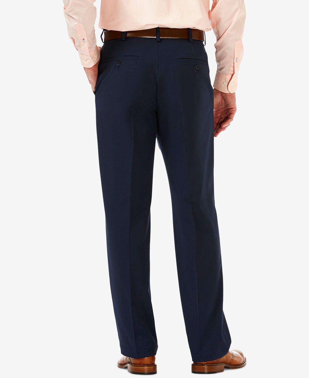 Haggar Cool 18 Pro Classic-fit Expandable Waist Pleated Stretch Dress Pants Navy