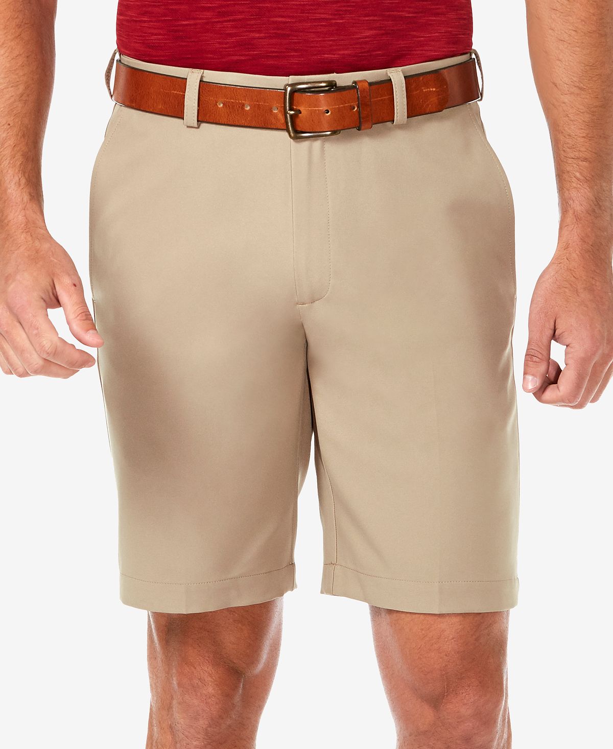 Haggar Cool 18 Pro Flat Front Classic-fit 9.5" Shorts Khaki