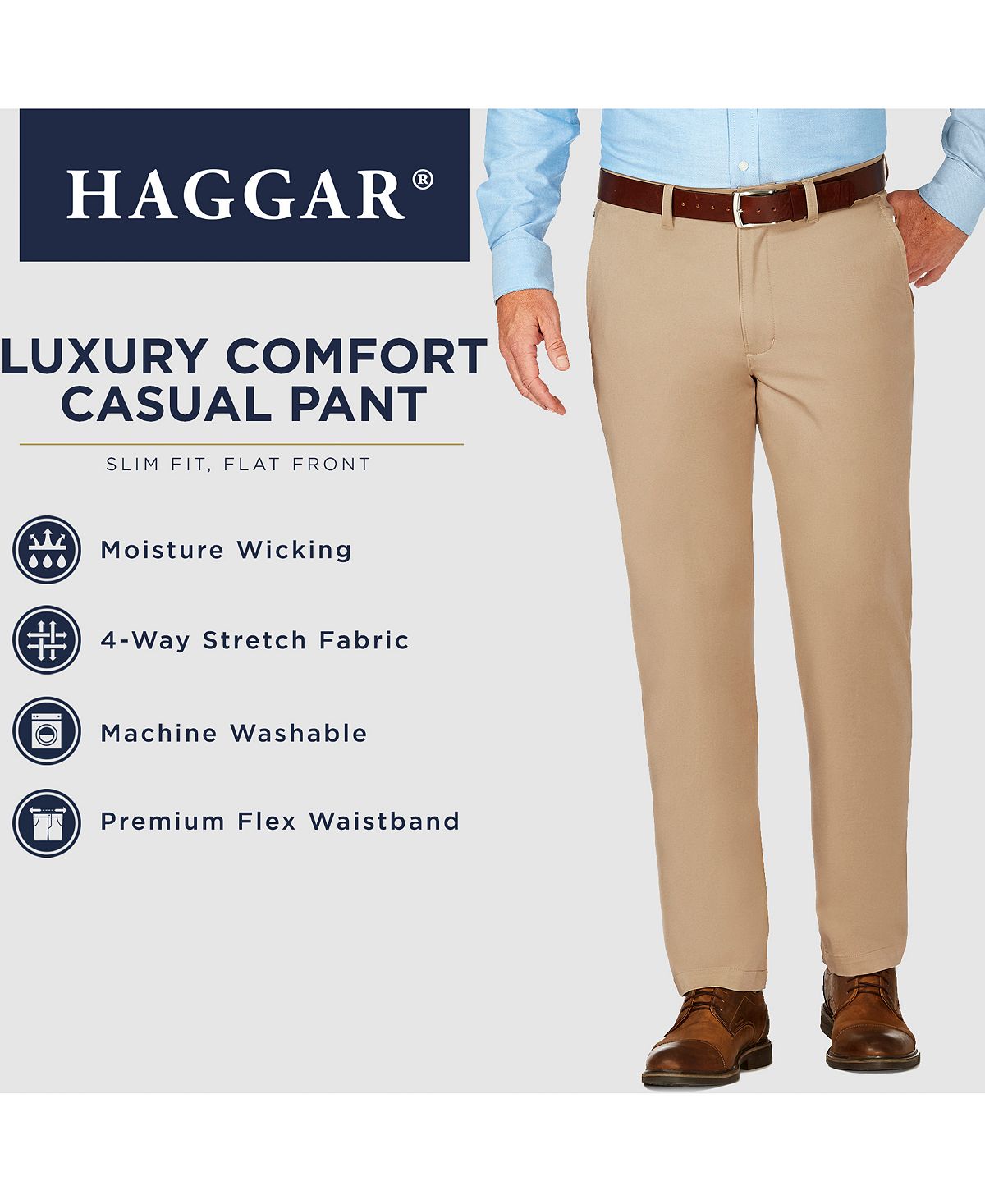 Haggar J.m. Luxury Comfort Slim-fit Performance Stretch Casual Pants Black