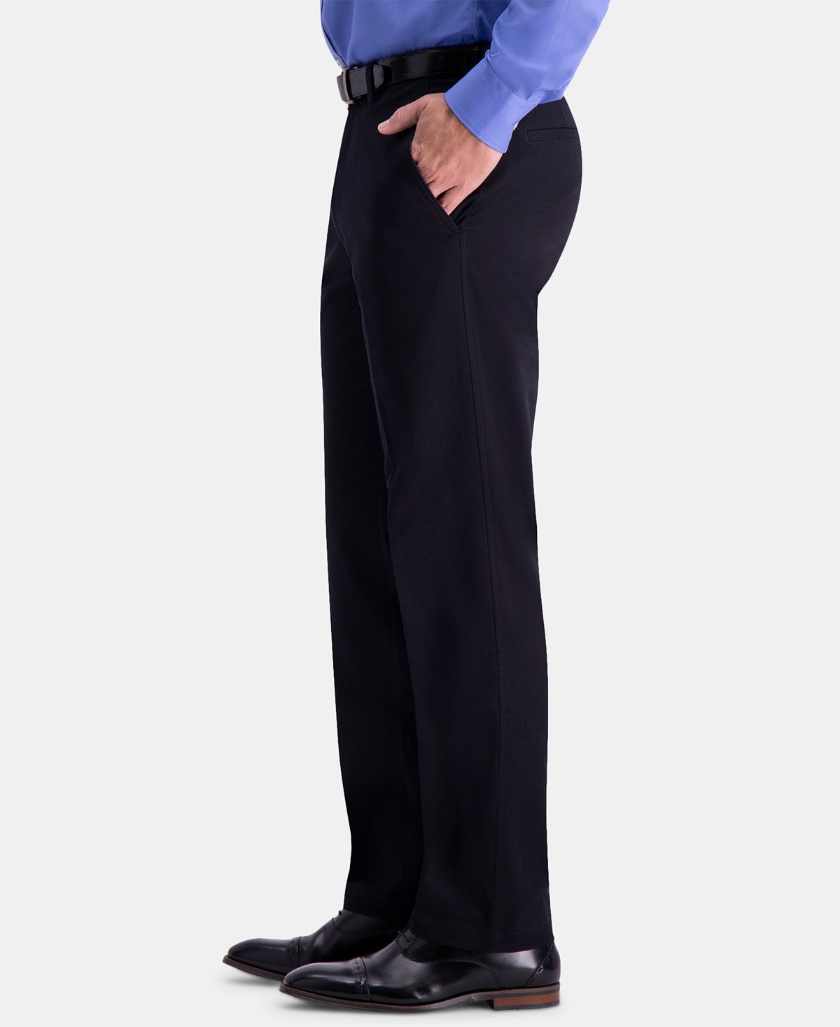 Haggar Premium Comfort Khaki Classic-fit 2-way Stretch Wrinkle Resistant Flat Front Stretch Casual Pants Black