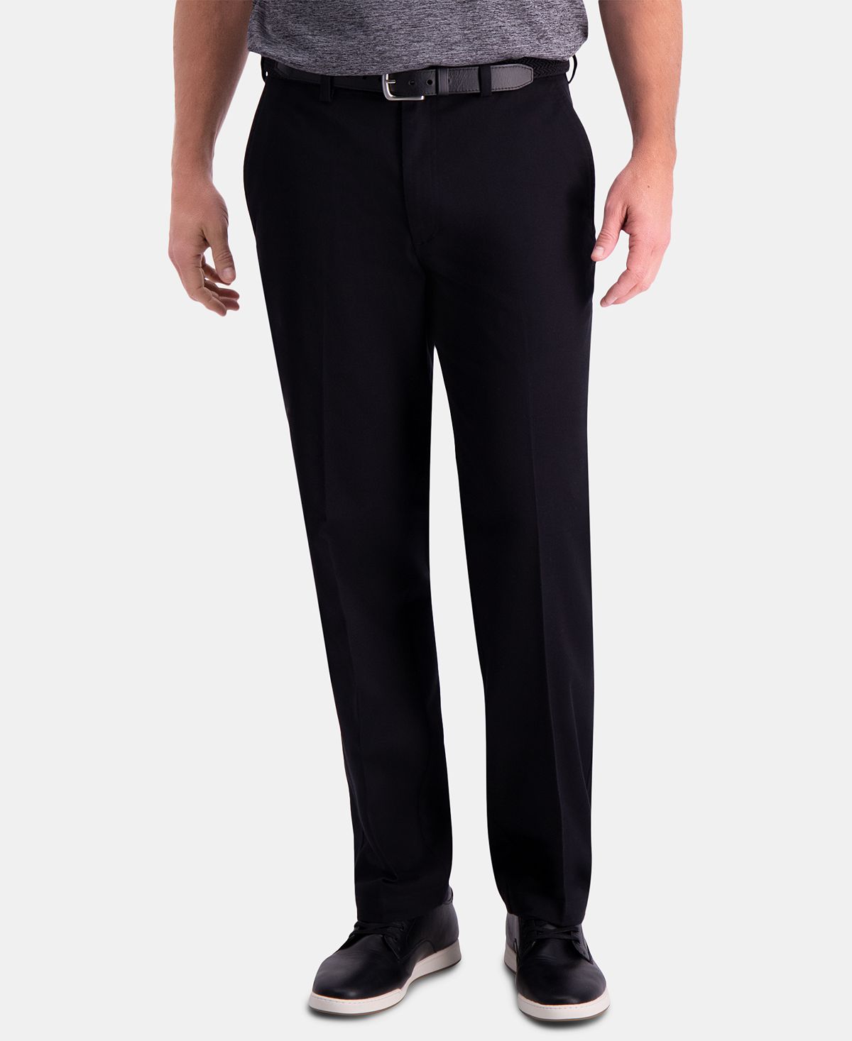 Haggar Premium Comfort Khaki Classic-fit 2-way Stretch Wrinkle Resistant Flat Front Stretch Casual Pants Black