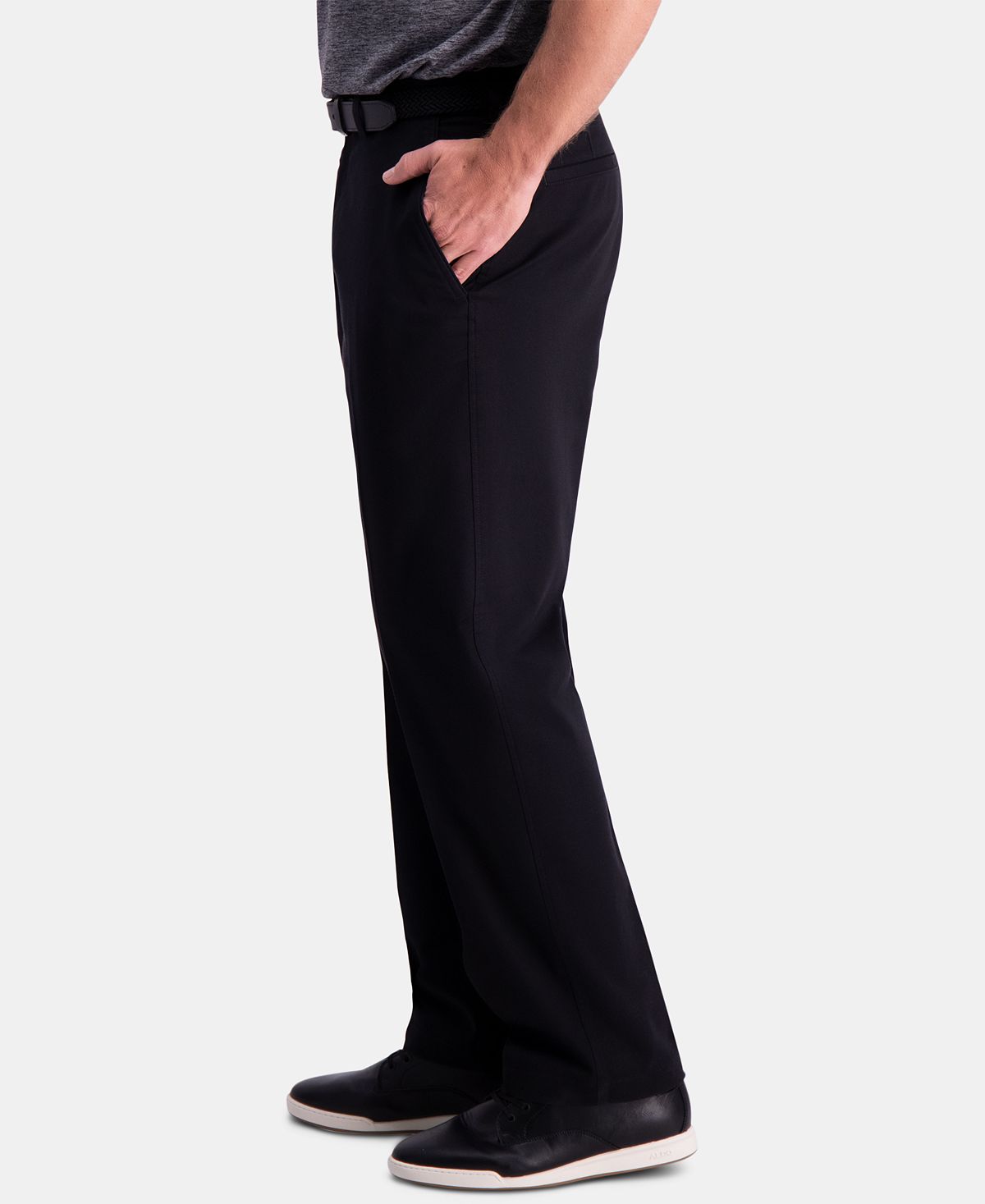 Haggar Premium Comfort Khaki Classic-fit 2-way Stretch Wrinkle Resistant Flat Front Stretch Casual Pants Black