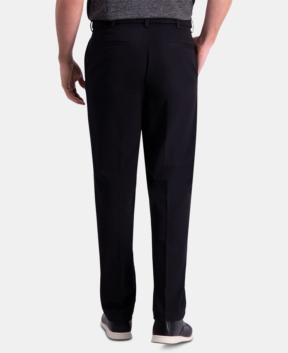 Haggar Premium Comfort Khaki Classic-fit 2-way Stretch Wrinkle Resistant Flat Front Stretch Casual Pants Black