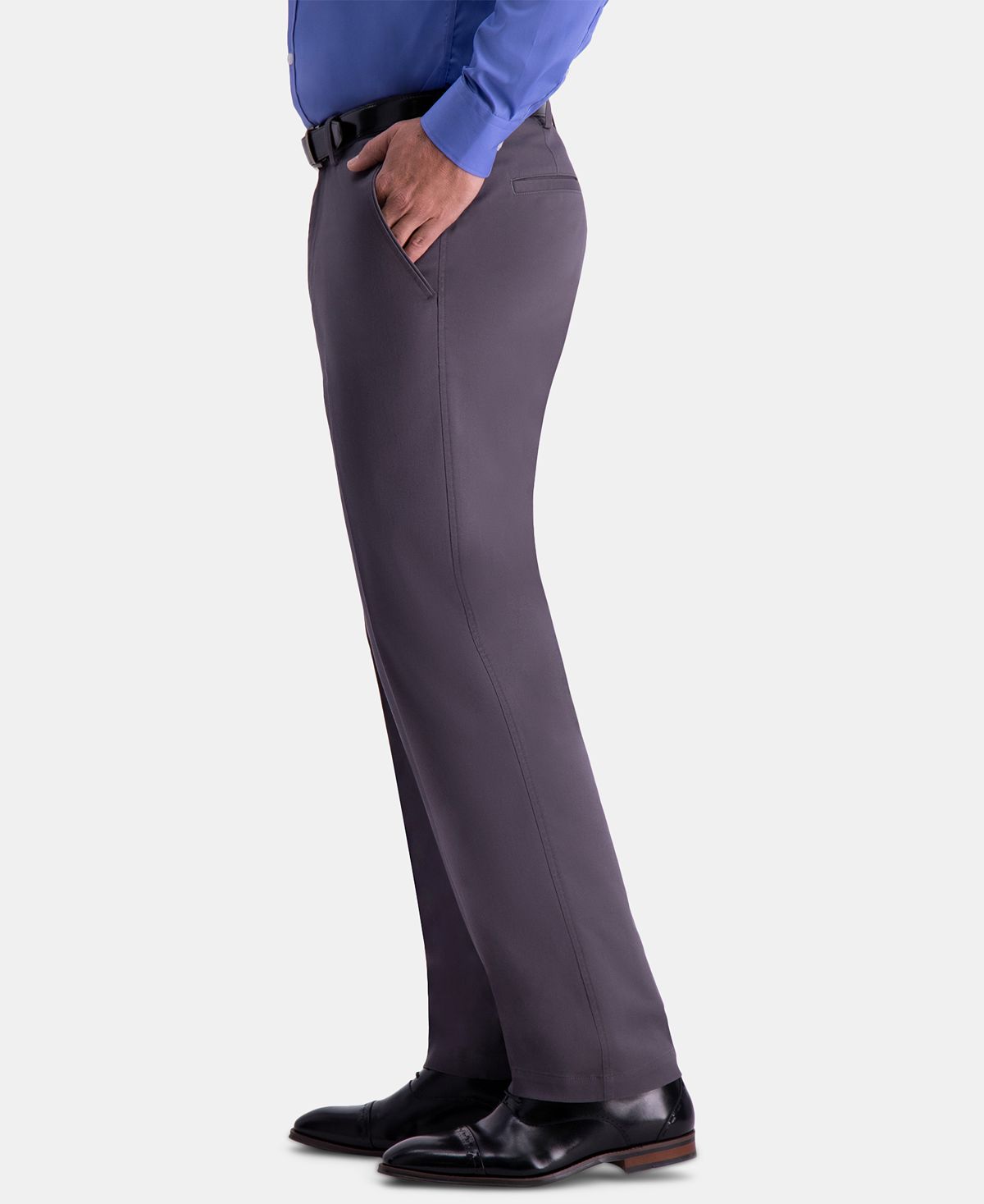 Haggar Premium Comfort Khaki Classic-fit 2-way Stretch Wrinkle Resistant Flat Front Stretch Casual Pants Charcoal