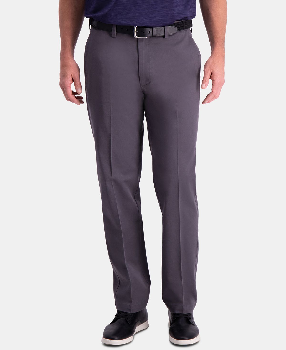 Haggar Premium Comfort Khaki Classic-fit 2-way Stretch Wrinkle Resistant Flat Front Stretch Casual Pants Charcoal