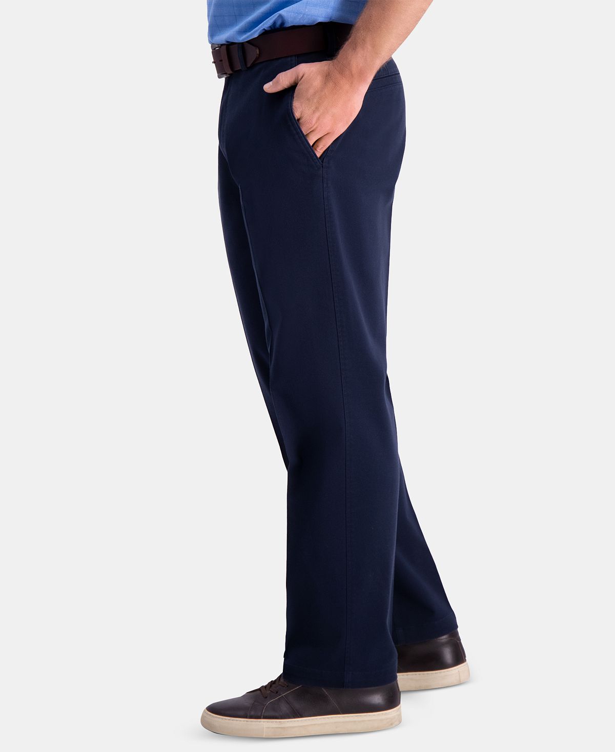 Haggar Premium Comfort Khaki Classic-fit 2-way Stretch Wrinkle Resistant Flat Front Stretch Casual Pants Dark Navy