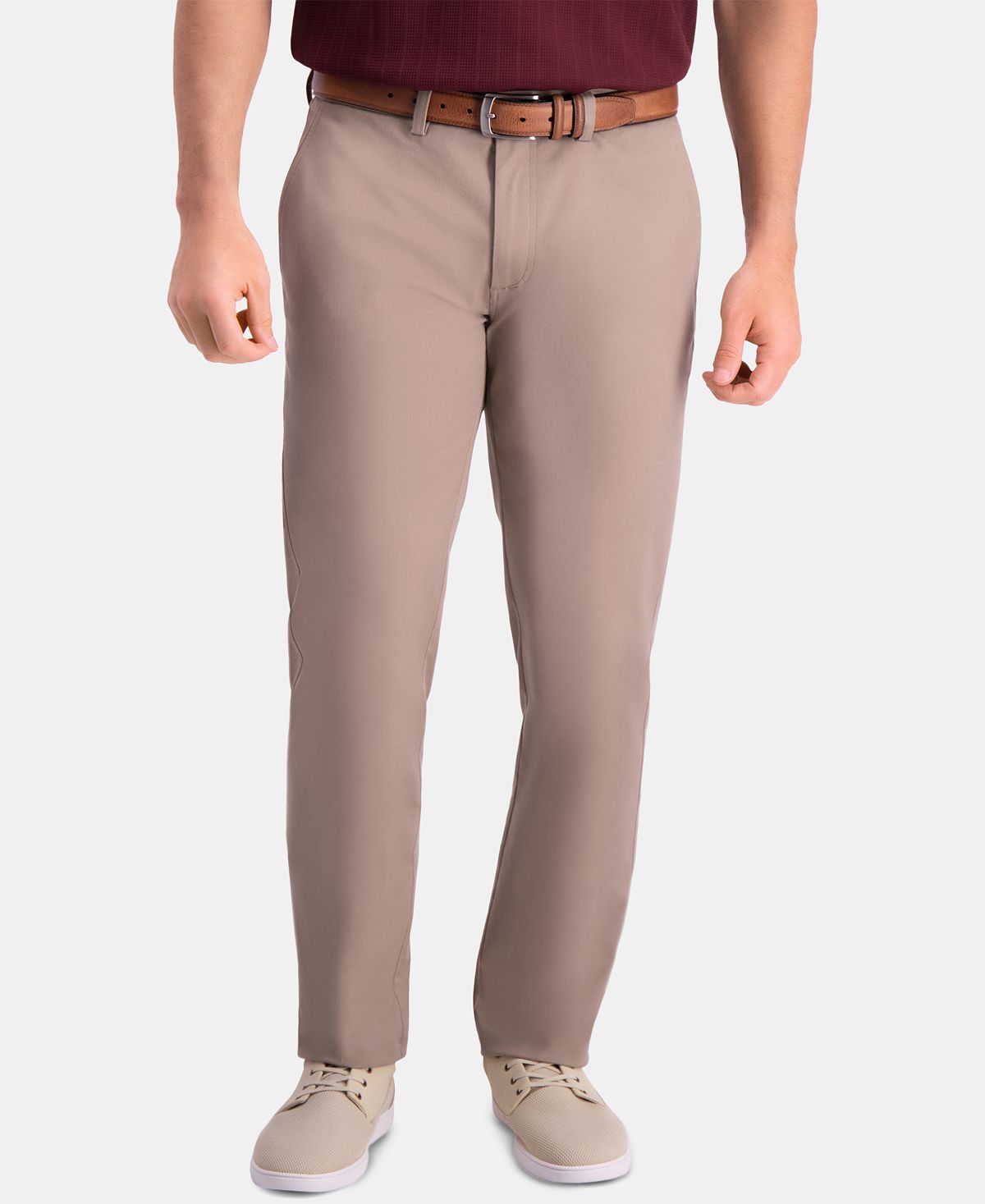 Haggar Premium Comfort Khaki Slim-fit 2-way Stretch Wrinkle-resistant Flat-front Casual Pants Med Khaki