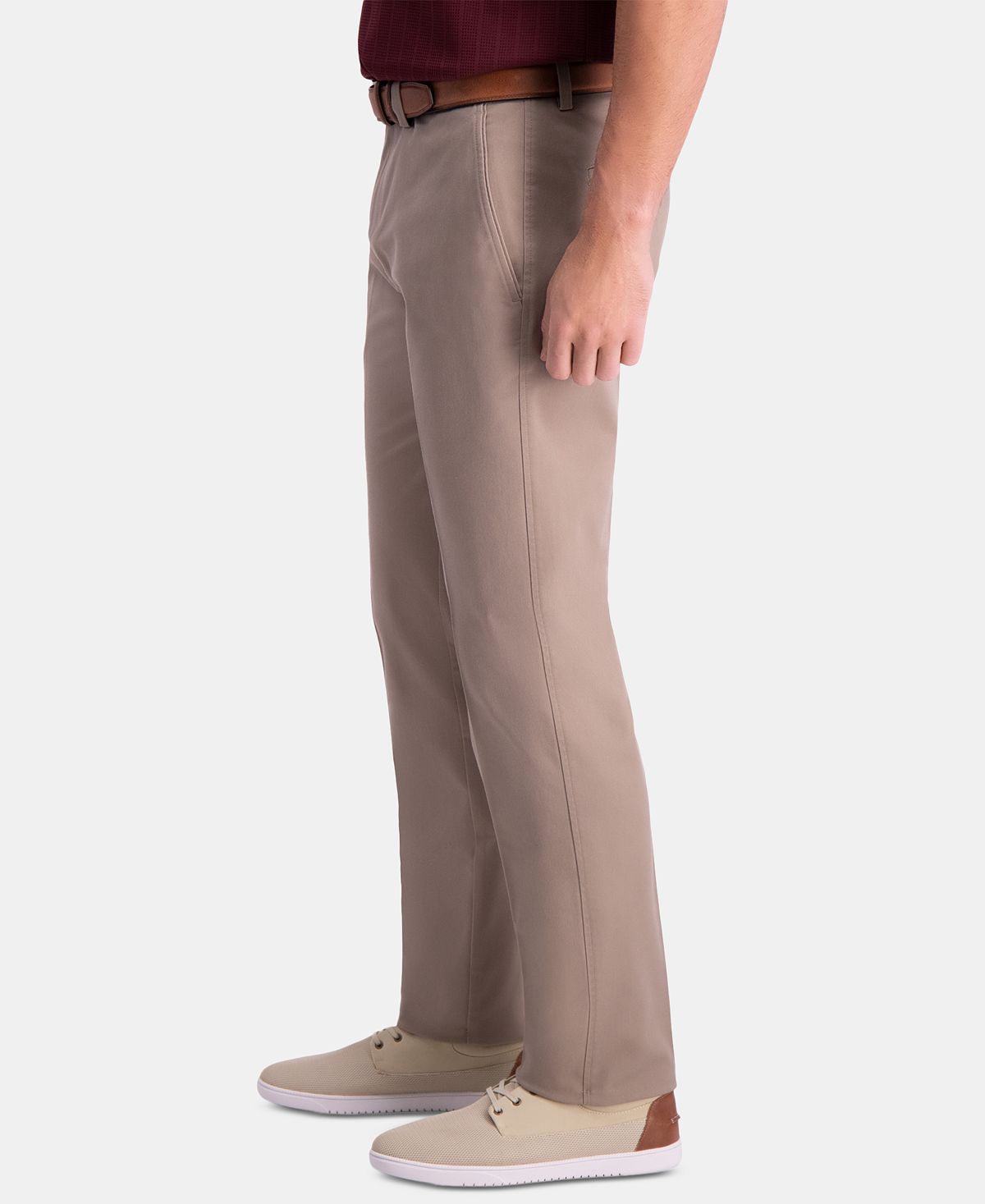 Haggar Premium Comfort Khaki Slim-fit 2-way Stretch Wrinkle-resistant Flat-front Casual Pants Med Khaki