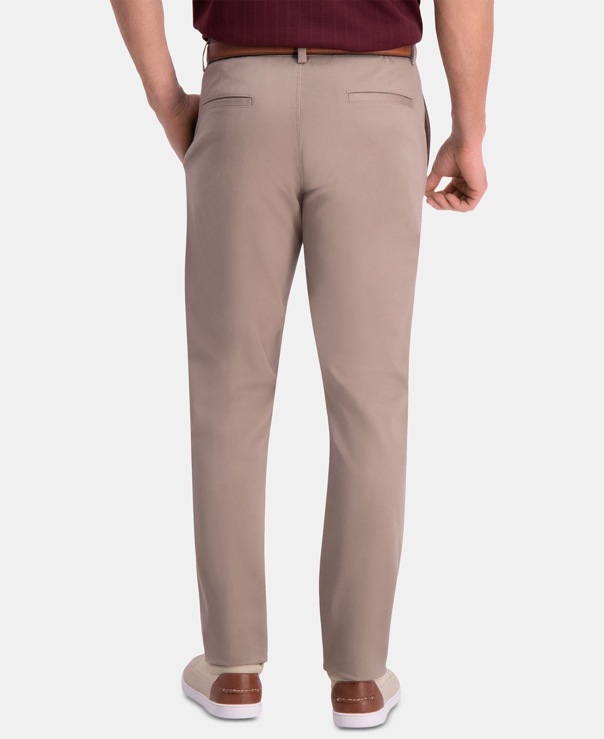 Haggar Premium Comfort Khaki Slim-fit 2-way Stretch Wrinkle-resistant Flat-front Casual Pants Med Khaki