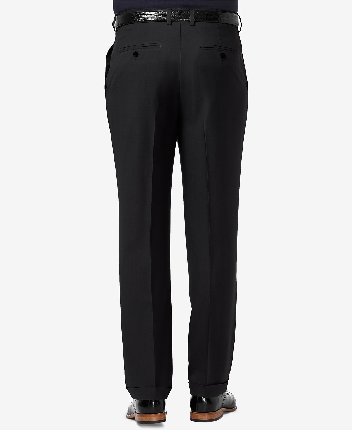 Haggar Premium Comfort Stretch Classic-fit Solid Pleated Dress Pants Black