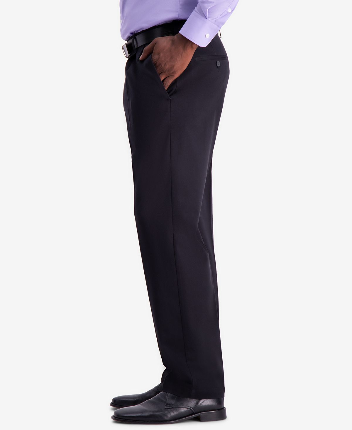 Haggar W2w Pro Classic-fit Performance Stretch Non-iron Pleated Casual Pants Black