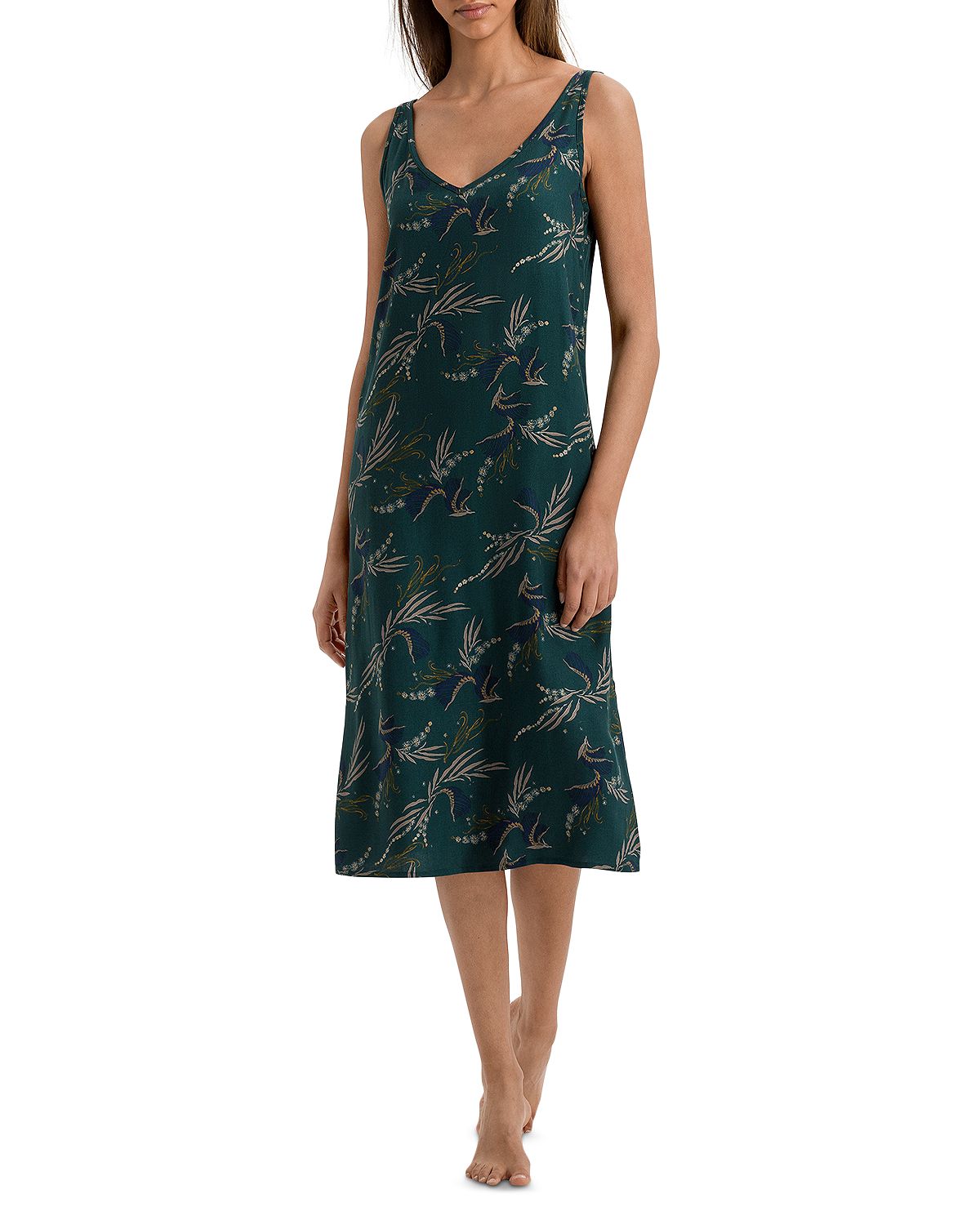 Hanro Celia Spaghetti Strap Gown Kelp Garden