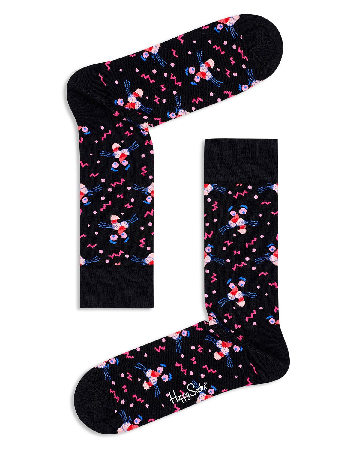 Happy Socks Pink Panther Eyes Crew Socks Black/Pink