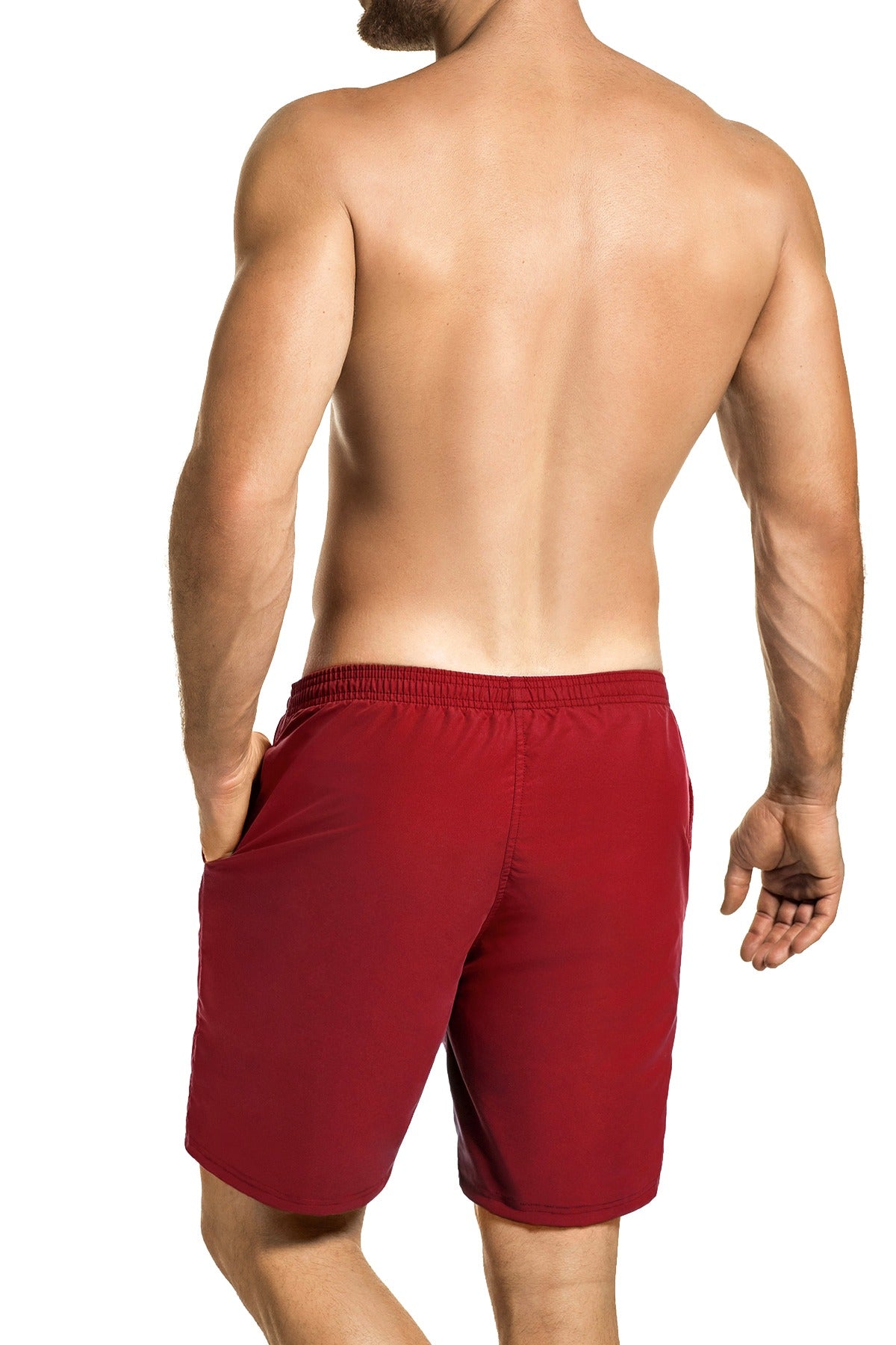 Hawai Red Solid Drawcord Swim Short