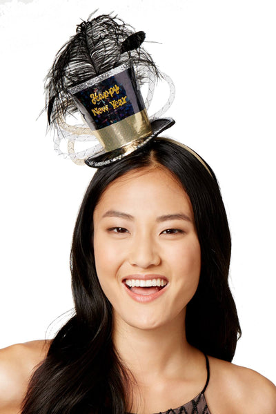 Holiday Arcade Black/Metallics Happy New Year Hat Headband