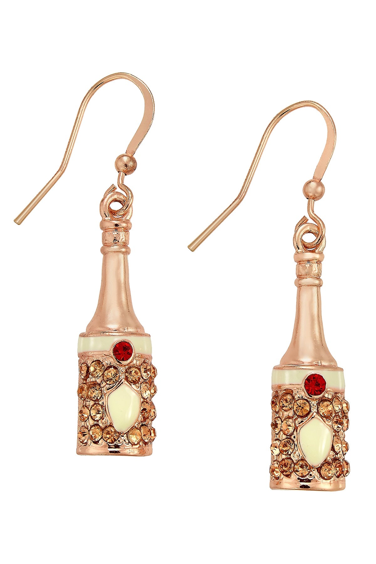 Holiday Arcade Rose-Gold Champagne Bottle Earrings