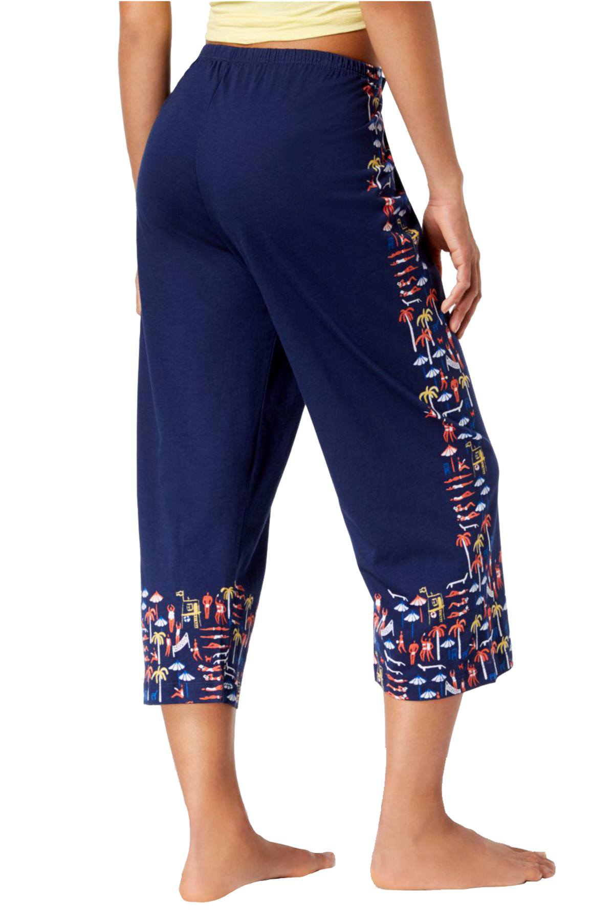 Hue Medieval-Blue Printed Capri Pajama Pant