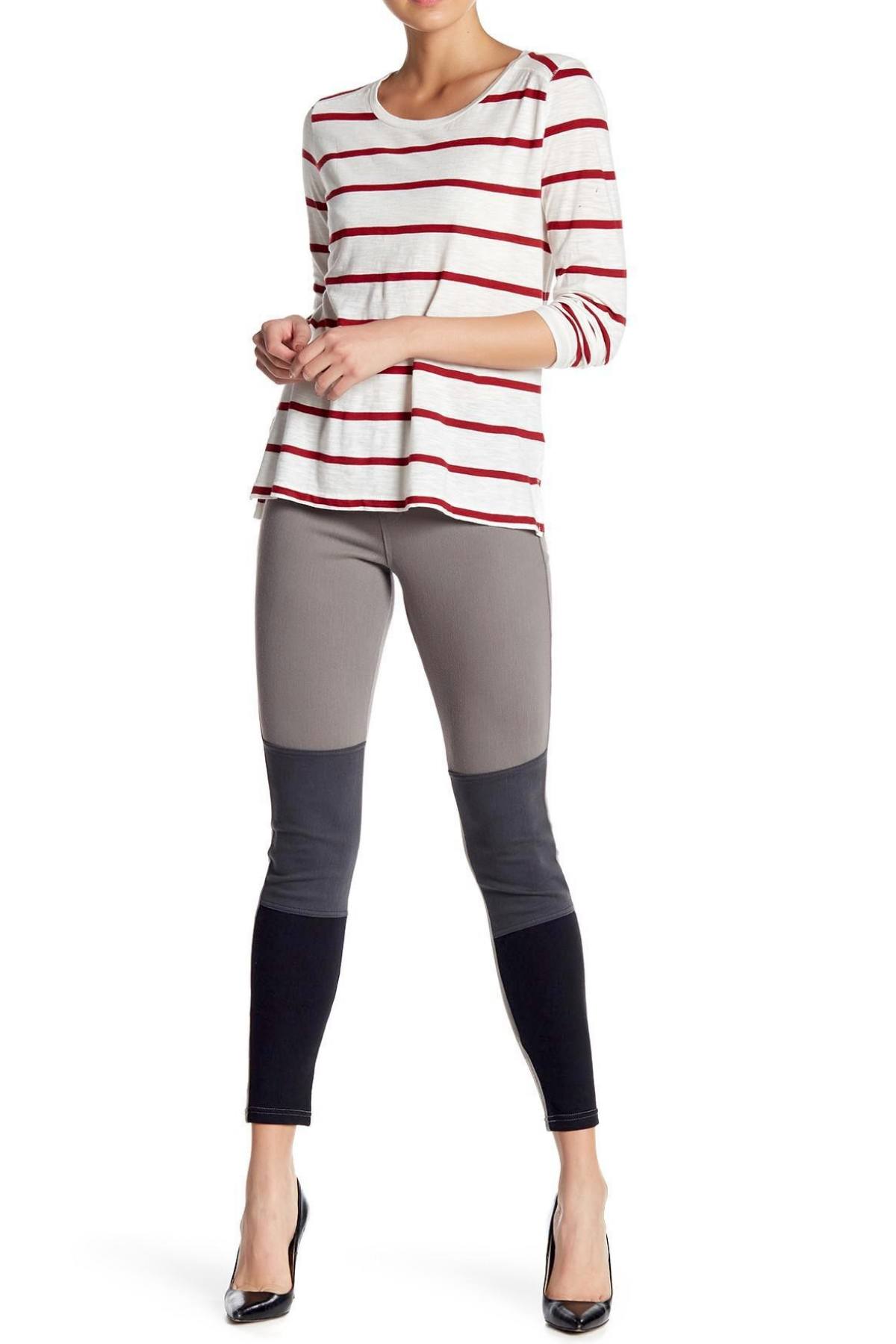 Hue Steel-Grey Color-Blocked Denim Legging