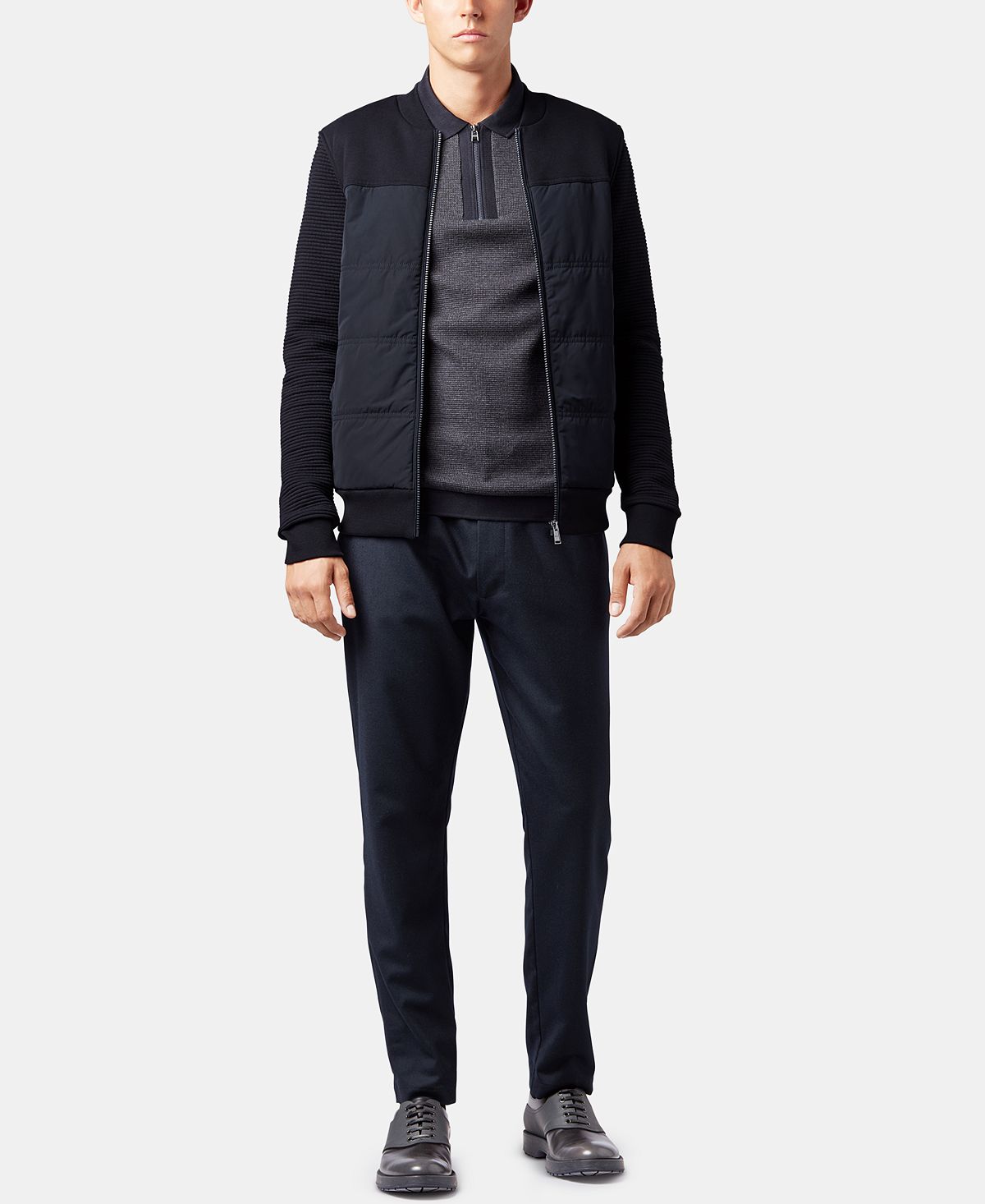 Hugo Boss Boss Padded Bomber Sweatshirt Open Blue
