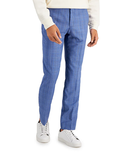 Hugo Boss Modern-fit Check Wool Suit Pants Meduim Blue Plaid