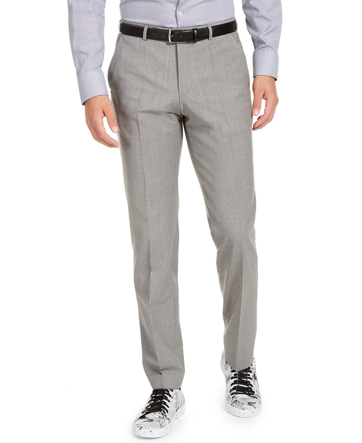 Hugo Modern-fit Stretch Light Gray Sharkskin Suit Pants Light Grey