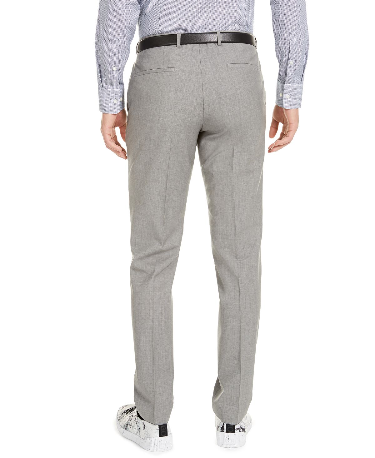 Hugo Modern-fit Stretch Light Gray Sharkskin Suit Pants Light Grey