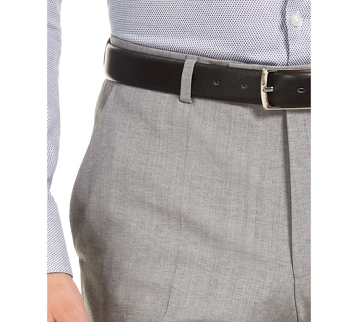 Hugo Modern-fit Stretch Light Gray Sharkskin Suit Pants Light Grey