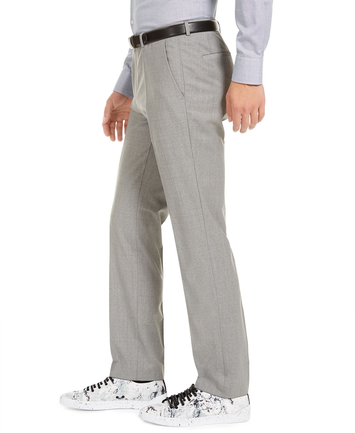 Hugo Modern-fit Stretch Light Gray Sharkskin Suit Pants Light Grey