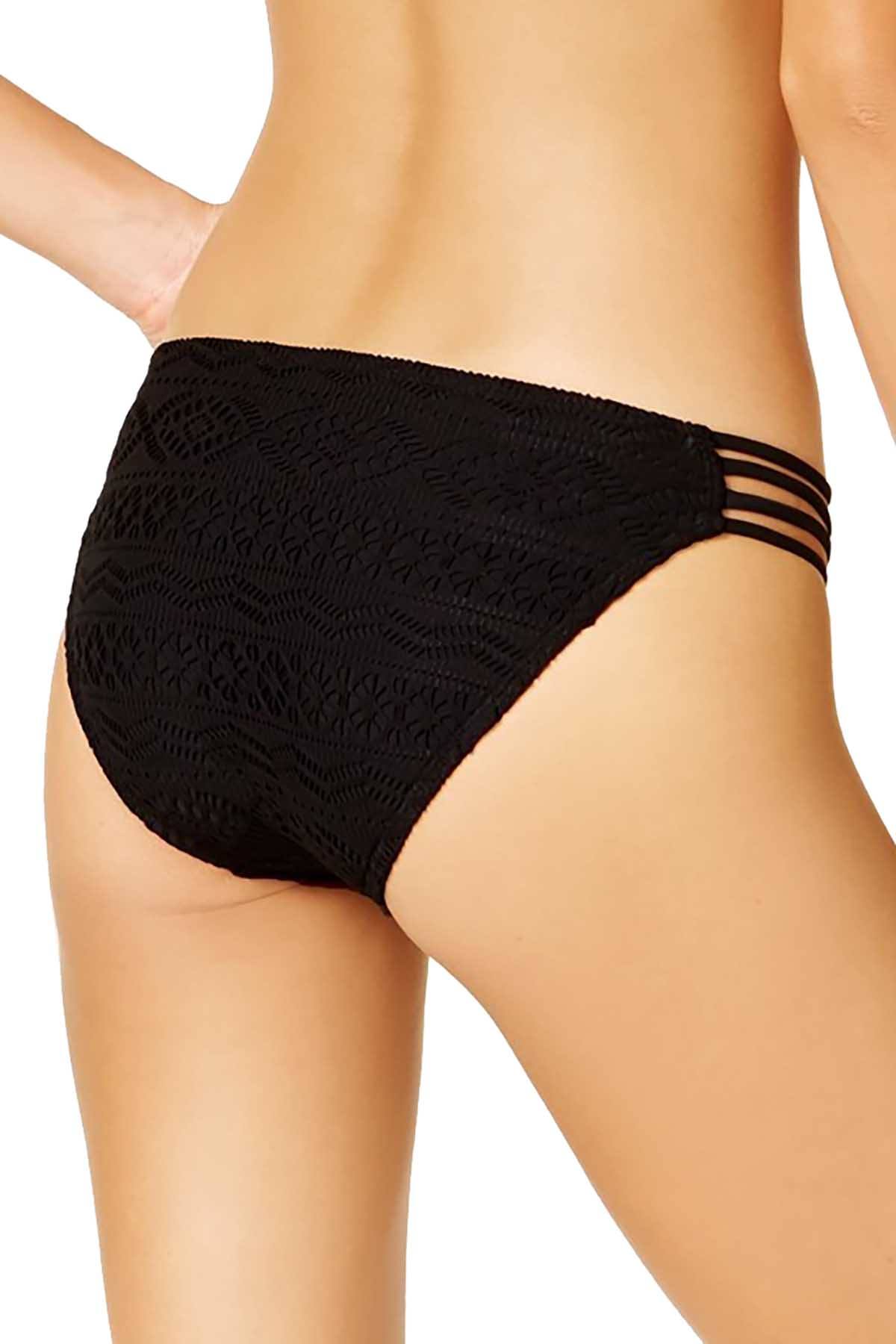 Hula Honey Black Little Wild One Crochet Strappy Hipster Bikini Bottom