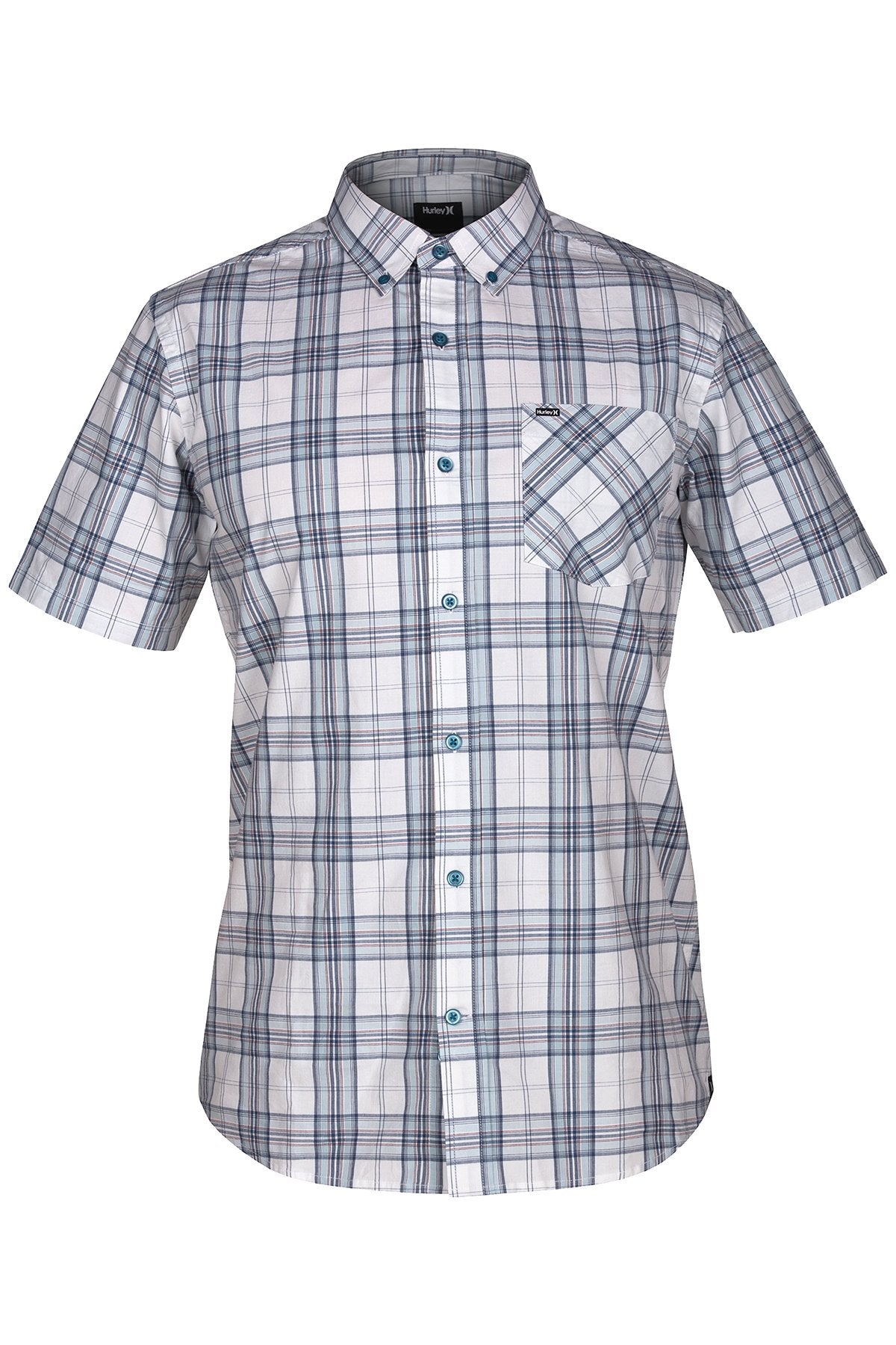 Hurley Aqua Landfall Plaid Pocket Shirt