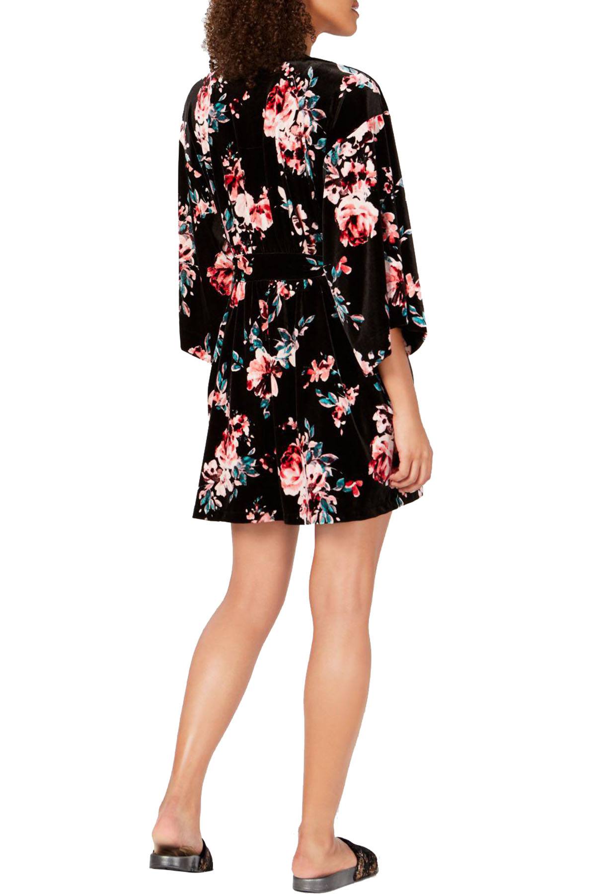 INC International Concepts Winter Break Blossom Printed Velvet Wrap Robe
