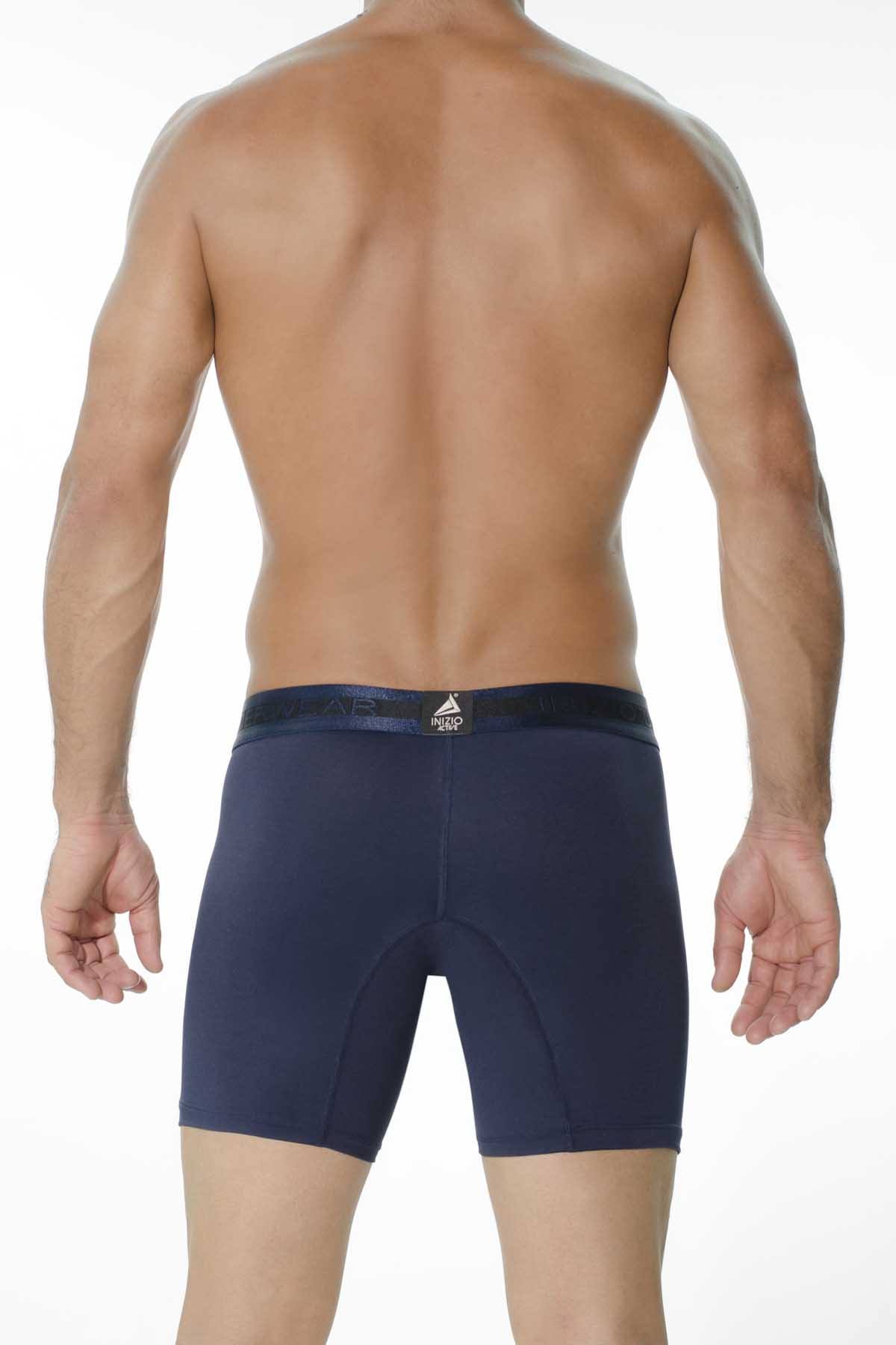 INIZIO Blue Long Microfiber Boxer Brief