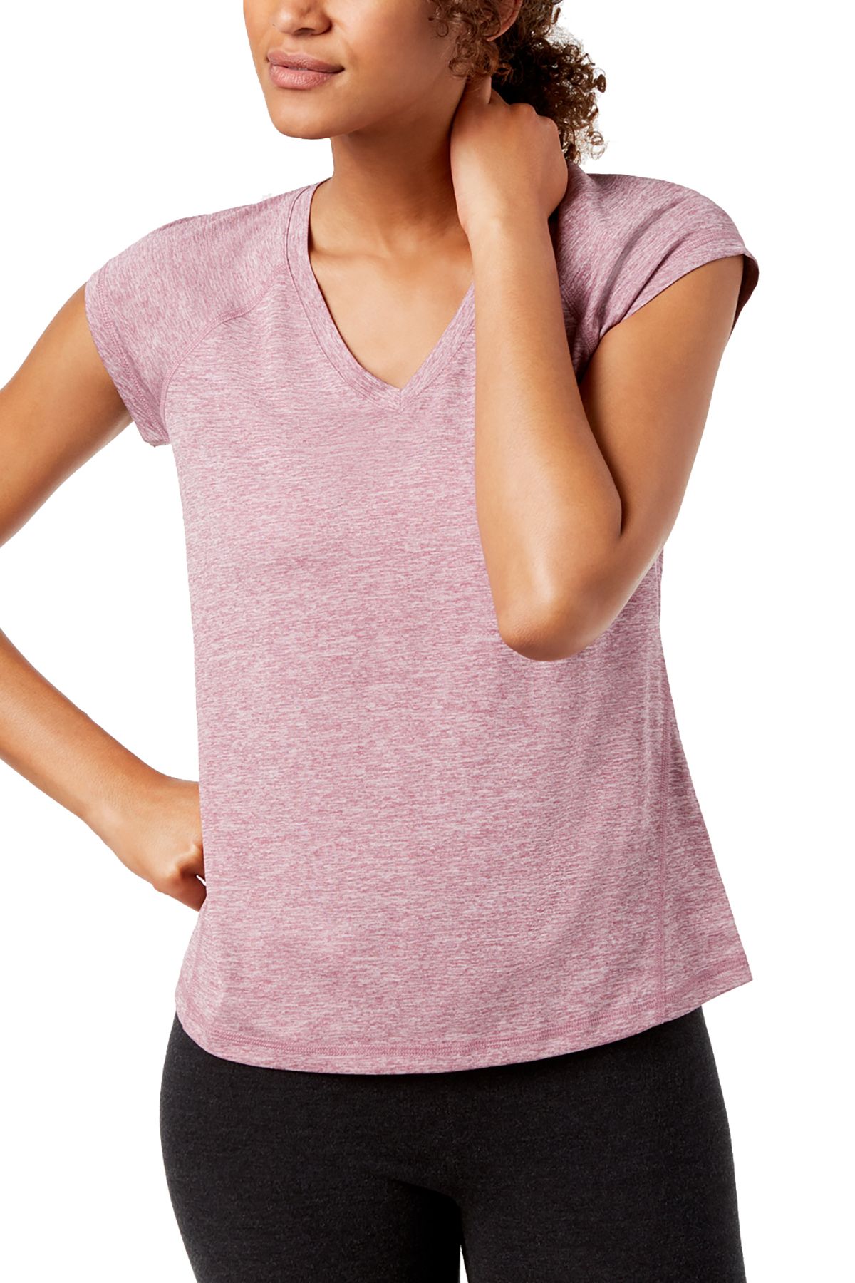 Ideology Antique-Rose Heathered V-Neck Performance Tee